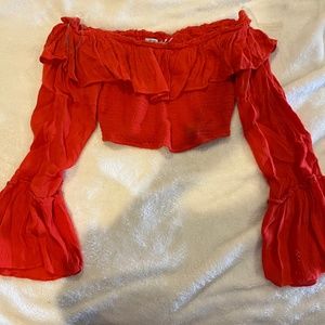 Red off the shoulder Urban outfitter crop top